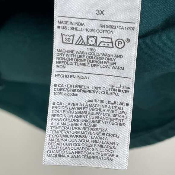 Old Navy Womens Plus 3X Boyfriend Shirt Deep Green Button Up Oversized Top - Picture 5 of 9